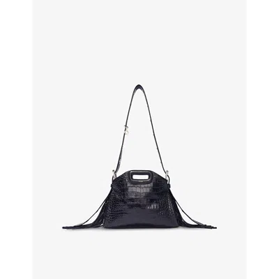 Maje Womens  Tassel-embellished Mock-croc Leather Shoulder Bag In Noir / Gris