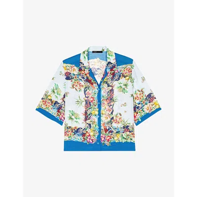 Maje Womens Multicolor Floral Print Tropical-pattern Short-sleeved Woven Shirt In Imprime Floral Multicouleur