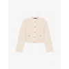 Maje Womens Blanc Tweed-pattern Cropped Knitted Cardigan In Blanc