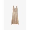 Maje Womens V-neck Sleeveless Metallic Maxi Dress Or In Or