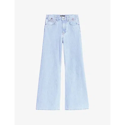 Maje Womens Bleus Wide-leg High-rise Stretch-denim Jeans