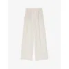Maje Womens Wide-leg Mid-rise Tweed Woven Trousers Blanc In Blanc