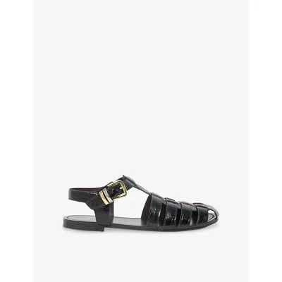 Maje Womens Brown Woven Leather Sandals Eur 41 / 8 Uk In Black