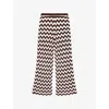 Maje Cotton Zigzag Crochet Trousers In Brown