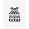 Maje Crochet-knit Top In Bleus
