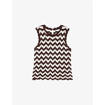 Maje Chevron Crochet Top In Black