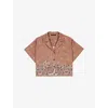 Maje Womens  Bandana-pattern Short-sleeved Cotton Shirt In Marron/brown