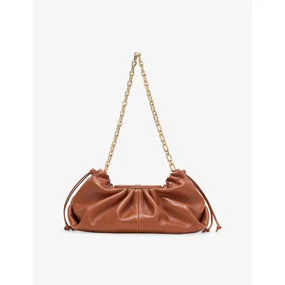 Maje Womens Milpli Leather Clutch Bag Tobacco