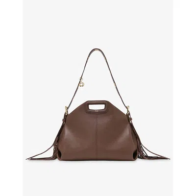 Maje Womens Miss M Leather Shoulder Bag Brown