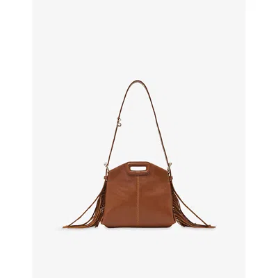 Maje Womens Miss M Mini Leather Shoulder Bag Tobacco