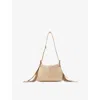 Maje Womens Beige Miss M Mini Logo-embossed Leather Shoulder Bag In Sand