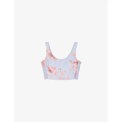Maje Womens Floral-print Cropped Taffeta Bustier Top Multicolor