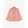 Maje Patterned Flowing Linen Shirt In Multicolor