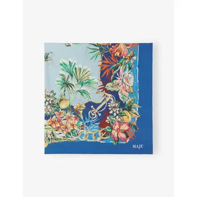 MAJE WOMENS TROPICAL-PRINT SQUARE COTTON SCARF MULTICOLOR
