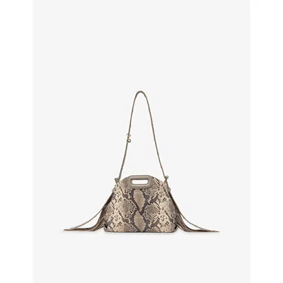 Maje Womens Natural Snake Print Miss M Mini Snake-print Leather Shoulder Bag
