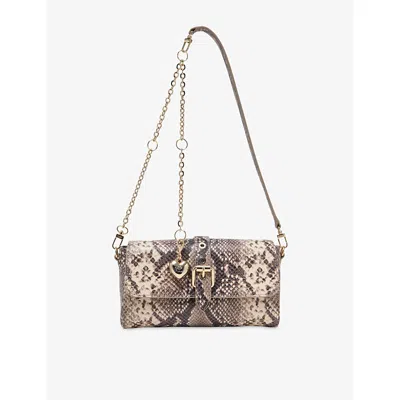 Maje Womens Natural Snake Print Miss M Snake-print Leather Shoulder Bag