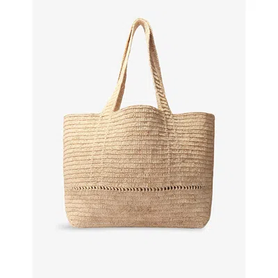 Maje Womens Naturels Brand-embroidered Raffia Tote Bag