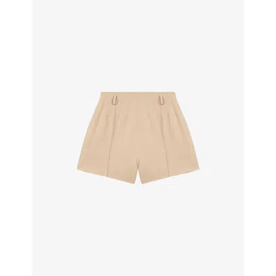 MAJE WOMENS NATURELS DARTED LINEN AND COTTON-BLEND WOVEN SHORTS