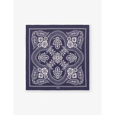 Maje Womens Navy Bandana Print Bandana-print Silk Scarf In Blue