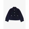Maje Womens Navy Cropped Button-down Wool-blend Jacket In Blue
