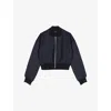 Maje Womens Navy Cropped Woven Bomber Jacket In Black