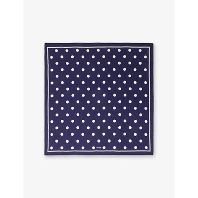 Maje Womens Navy Dots Print Polka Dot-pattern Silk Bandana Scarf In Blue