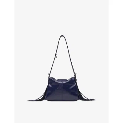 Maje Womens Navy Miss M Mini Patent-leather Shoulder Bag In Blue