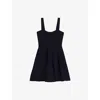 Maje Womens Square-neck Embroidered Knitted Mini Dress Navy In Blue