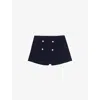 Maje Womens Navy Tweed Contrast-band Stretch-woven Shorts In Blue
