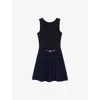 Maje Womens Navy Two-in-one Short-sleeve Tweed Mini Dress In Blue