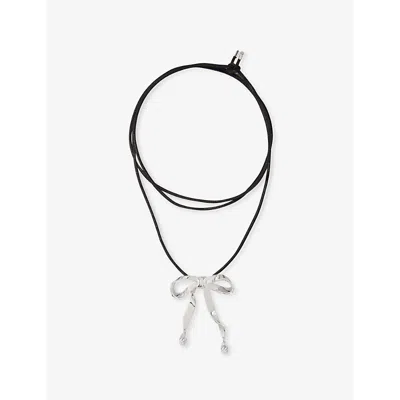 Maje Womens  Bow Brass And Rope Pendant Necklac In Noir / Gris