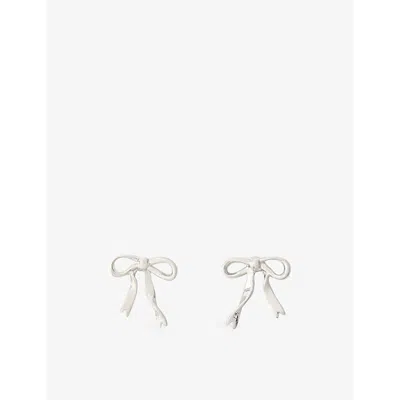 Maje Womens  Bow Brass Earrings In Noir / Gris