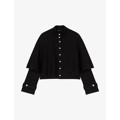 Maje Cape-design Cardigan In Noir