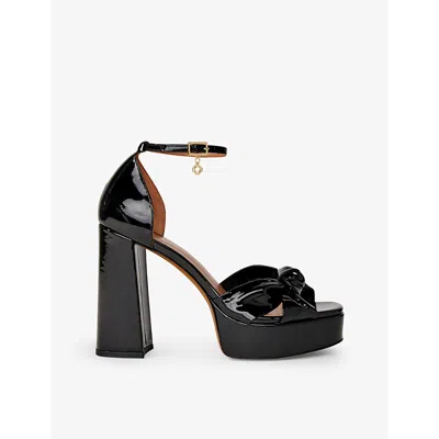 Maje 115mm Knot-detail Platform Sandals In Noir / Gris