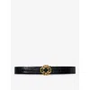 Maje Croc-effect Leather Double M Belt In Noir / Gris