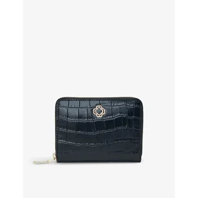 Maje Womens  Clover-plaque Leather Coin Purs In Noir / Gris