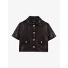 Maje Valdom Short-sleeve Leather Blazer In Noir / Gris