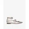 Maje Metallic Leather Mary Janes In Noir / Gris