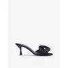 Maje Textile Mules With Satin Flower In Noir / Gris