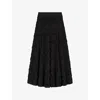 Maje Womens Noir / Gris Floral-appliqué Elasticated-waist Woven Maxi Skirt In Noir / Gris