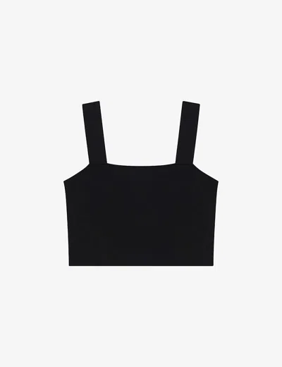 Maje Cropped Square-neck Vest Top In Black