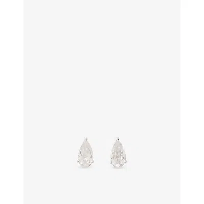 Maje Womens  Pear-cut Rhinestone And Brass Stud Earrings In Noir / Gris