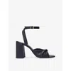 Maje Plain Leather Sandals With Heels In Noir / Gris