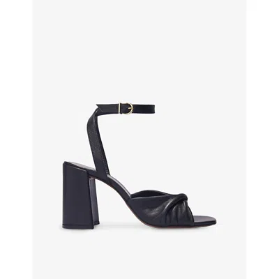 MAJE WOMENS NOIR / GRIS TWISTED-STRAP LEATHER HEELED SANDALS EUR 41 / 8 UK