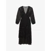 Maje Sequin Maxi Dress In Noir / Gris