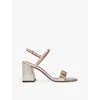 Maje 90mm Logo-plaque Block-heel Sandals In Or