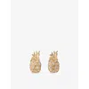 Maje Womens Or Pineapple Rhinestone-embellished Gold-plated Brass Stud Earrings In Or