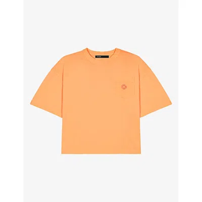 Maje Womens Orange Branded Short-sleeved Cotton-jersey T-shirt