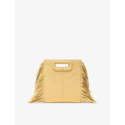 Maje Womens Pale Yellow M Mini Leather Shoulder Bag