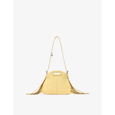 Maje Womens  Mini M Mini Crackled Leather Bag In Yellow